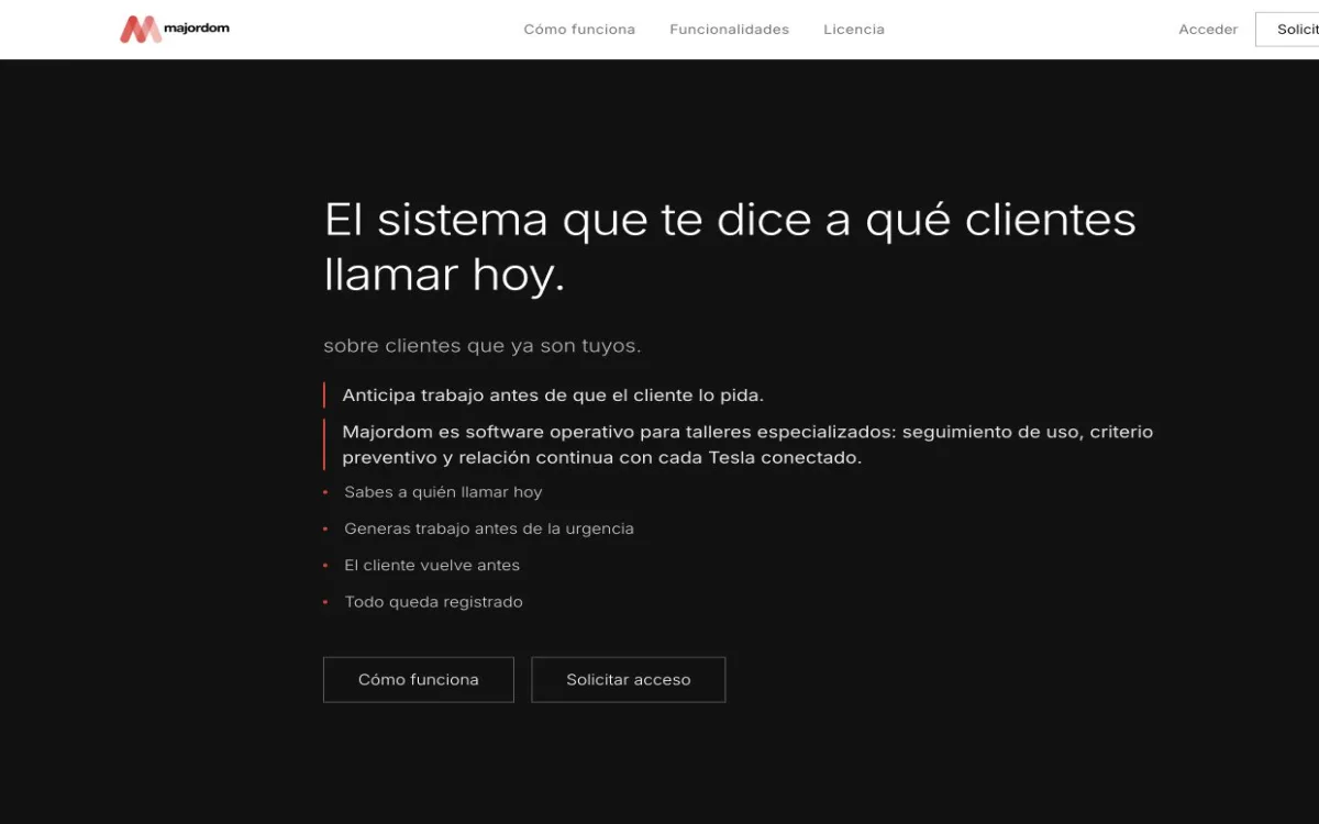 Home de Majordom para talleres especializados en Tesla
